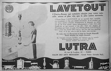 PUBLICITÉ 1927 LUTRA SÉCHE-CHEVEUX RADIATEUR PARABOLIQUE BOUILLOIRE