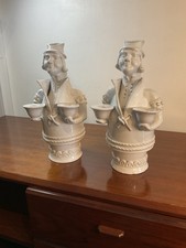 EMILE TESSIER MALICORNE , RARE PAIRE DE BOUGEOIRS CHANDELIERS , SIGNÉS