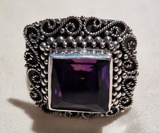    Bague     Ethnique Argent     925  amethyste  poids 5.8g