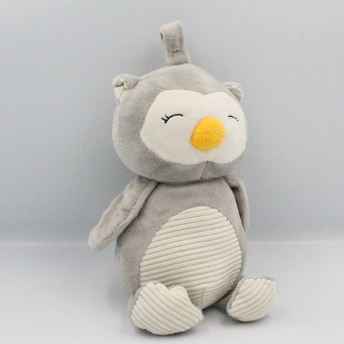 Doudou hibou chouette gris