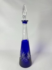 carafe en cristal taillé overlay SAINT LOUIS doublé BLEU modèle MASSENET 32 cm