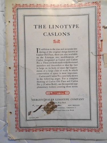1929 the linotype caslons by - the, caslons,