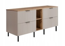 Meuble sous-lavabo sur pied FLOW 140 cm beige avec plateau et étagère