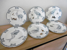 SIX ASSIETTES PLATES FAIENCE CREIL MONTEREAU XIX ème SERVICE SILHOUETTES Lot 3.
