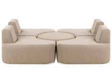 Canapé de Jardin Moderne en Mousse Résistante 4 Places avec Ottoman Pouf à Sécha