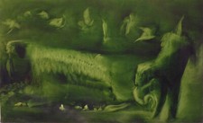 LE PAYSAGE VERT XXL, HUILE SUR TOILE 130X81 CM Frédéric Belaubre artiste direct