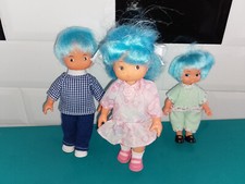 1205246 Lot poupées La Famille Glady Vintage Delavennat cheveux bleus