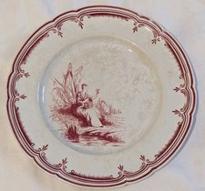 Assiette décorative Creil & Montereau Barluet et Cie, Crêtes Roses, XIXème