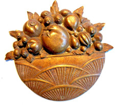 Décoration Art Déco en bronze, pour meuble, sculpture de fruits