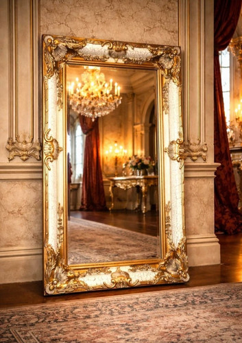 Grand imposant miroir blanc - imposant,