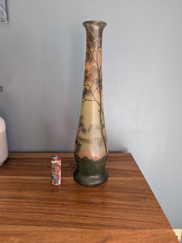 Vase verre émaillé - , paysage