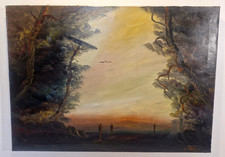 Italie - Moreno Morelli - HST 70 x 50 cm - Paysage animé - Signée et daté 1979