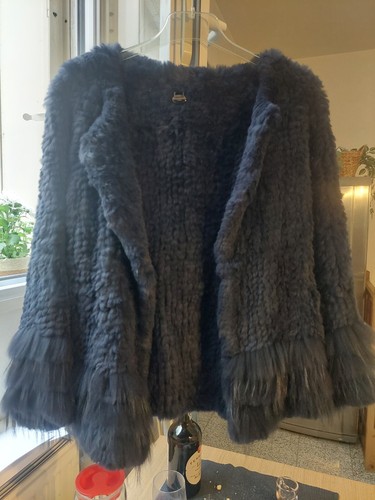 Manteau court fourrure - fourrure, bleu