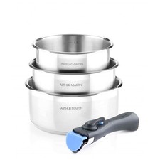 Lot de 3 casseroles inox