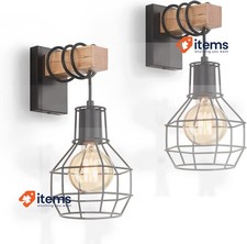 ENCOFT 2 Paquet Applique Murale Vintage E27 Or Industriel Intérieur En Bois