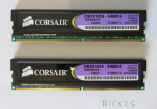 Mémoire Corsair XMS2 (2Go) DDR2 Twin2X 2x1GB PC2-5400 675MHz CM2X1024-5400C4