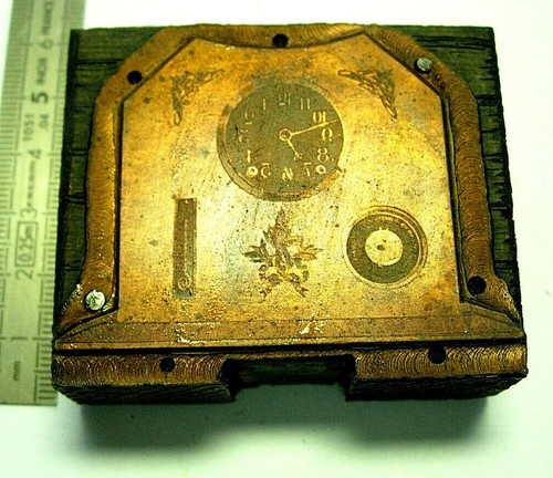 Plaque gravure cuivre horloge - cuivre,