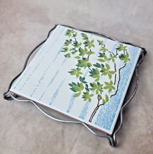 Dessous de Plat en Céramique Marazzi Motif Feuillage Cadre Métal Vintage Italie