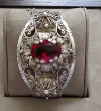 BRACELET EN ARGENT MASSIF BERBÈRE KABYLE FILIGRANE POINÇON CRABE ANCIEN.