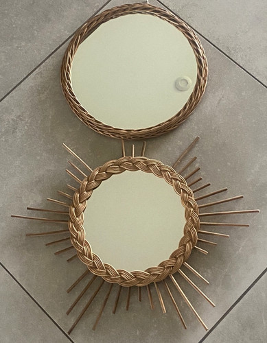 Miroirs rotin vintage - rotin,