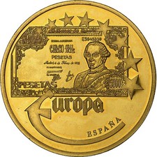 Espagne, jeton payant, L'Europe, 2003, Copper Gilt, VZ