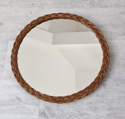 Miroir rond vintage - , osier
