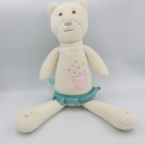 Doudou ours blanc bleu - , coeurs