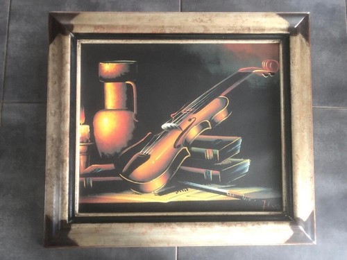 Cadre ancien toile - , violon