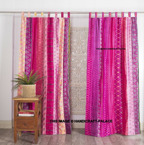 Rideau porte soie rose - porte, en