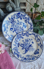 2 ANCIENNES ASSIETTES TERRE DE FER HB CHOISY LE ROI PAPILLON OISEAU