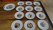 ART TABLE LOT 12 ASSIETTES + PLAT DESSERT MOIS ANNEE ENFANT HUMOUR SAINT AMAND