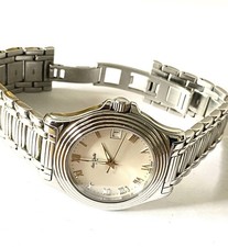 Alain Quilbe Montre Homme Suisse 70073 Montre Acier watch Vintage Quartz men