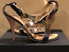 GUIZEPPE ZANOTTI  WOMENS TAZ NAVY/GOLD STRAPS SANDALS, US 10