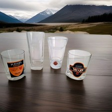 Superbe Lot de 4 verres a whisky power's irish, w. & p., jameson, jack daniel's