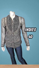 Indies Taille 40 Superbe chemise manches longues doublée marron femme