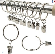 Anneaux pour Rideaux,40 Pièces Anneau Rideau avec Pinces,Décoratif Métal Drapé C