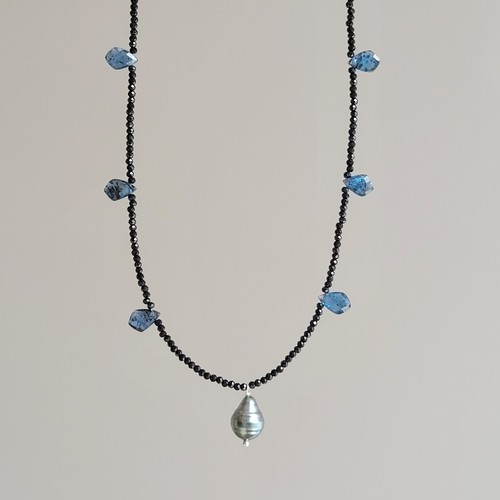 Collier argent perle noire - argent,