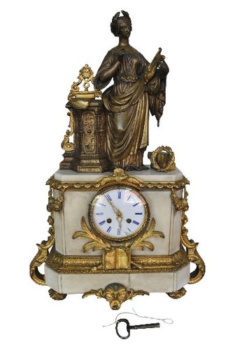 Pendule marbre blanc napoléon - pendule,