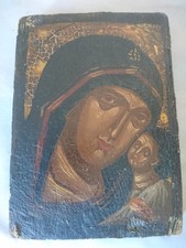 ICONE RELIGION BYZANTINE ORTHODOXE GRECQUE VIERGE MARIE JESUS 19 siecles