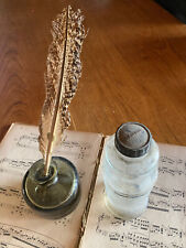 Ancienne bouteille d'encre noire  " Waterman " , flacon verre et bakélite, 1960