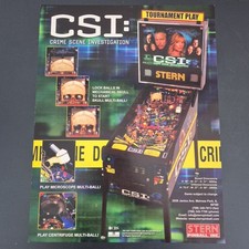 Flyer Affiche Publicitaire Flipper Stern Crime Scene Investigation Vintage