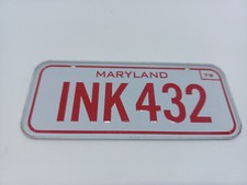 Plaque d'immatriculation américaine Vintage " MARYLAND 79 "  vélo ancien USED