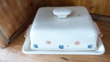 Beurrier ancien décor à pois en faïence de Sarreguemines