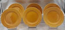 6 ASSIETTES A DESSERT VINTAGE BARBOTINE JAUNE OCRE FAIENCE DE GIEN D 19 cm XXème