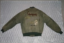 Veste Teddy Chevignon Vintage Taille L Cuir Véritable Fabriqué en Corée