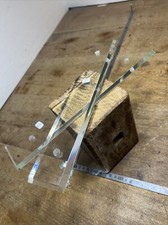 N.1 Ancienne  paire de  plaques de propreté verre Biseauté.  27 x 5 cm .