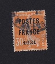 Timbre collection France Préoblitéré N° 35,  30 c Semeuse Poste France 1921 22JJ
