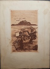 Pécheuse penchée sur son