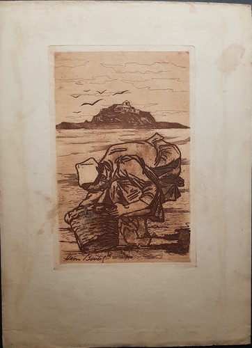 Pécheuse penchée sur son