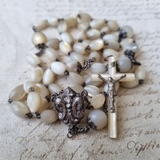 Chapelet Nacre Argent Perles Argent Ancien Fin XIXè Rosaire Français